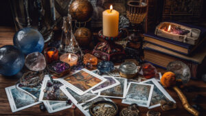 Altar para lectura de cartas del Tarot